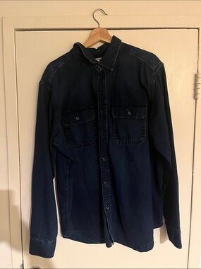 Old Navy Men's Dark Blue Denim Button-Down Shirt